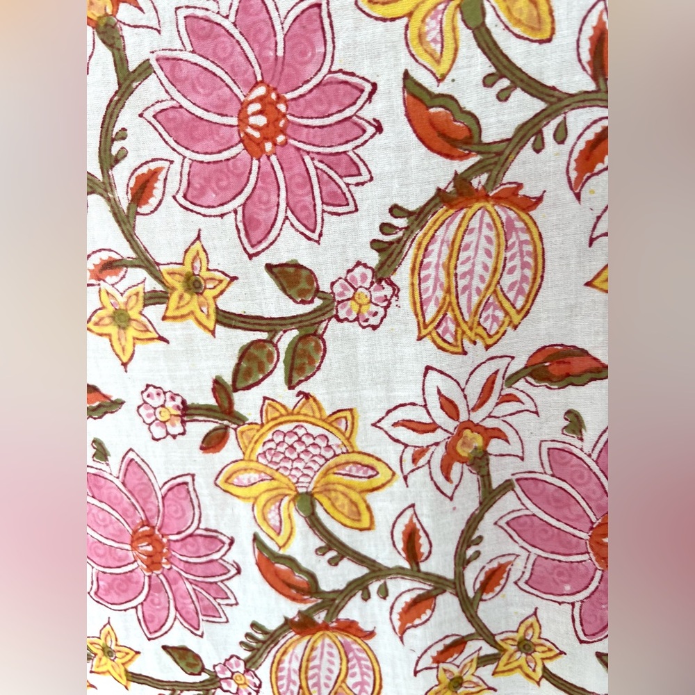 Tysa Design Floral Cotton Maxi Dress Block Print Cotton Boho Sundress Medium - Picture 7 of 13